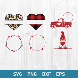 valentine monogram bundle svg, valentine gnome svg, valentine day svg, png dxf eps file