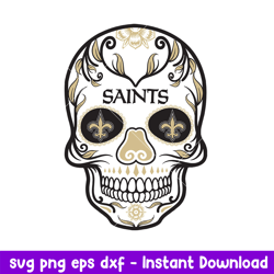 Skull New Orleans Saints Svg, New Orleans Saints  Svg, NFL Svg, Png Dxf Eps Digital File