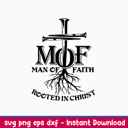 mof rooted in christ man of faith svg, jesus svg, png dxf eps file