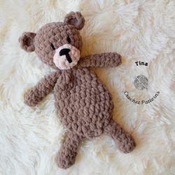 crochet pattern - bear lovey, cute bear pattern, crochet animal pattern, crochet plushie pattern, amigurumi tutorial