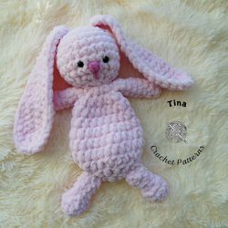 crochet pattern - bunny lovey, cute bunny pattern, crochet animal pattern, crochet plushie pattern, amigurumi tutorial