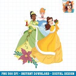 disney princess tiana cinderella and belle christmas holiday png download