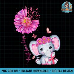 breast cancer cute elephant with sunflower and pink ribbon png download