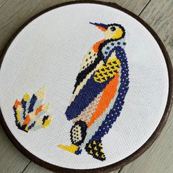 penguin cross stitch pattern bird counted chart simple cross stitch design primitive easy embroidery pattern xstitch