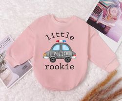 little rookie police baby romper sweatshirt, policeman baby bodysuit, onesie, infant clothing, newborn outfit