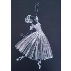 ballerinas painting, original art 12x8 in