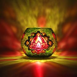 soft green indian style glass candle holder for meditation