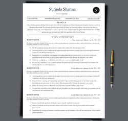 microsoft word editable professional resume template plus matching cover letter template