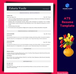 professional resume template plus matching cover letter for any job, stand-out resume word document