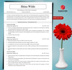 minimalist resume cv template, creative word resume document, instant download resume word file