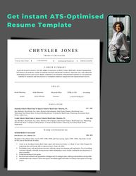 create instant professional resume, minimalist  1page resume template with matching cover letter template