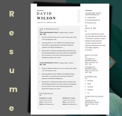 get instant professional resume template, minimalist  1page resume template with matching cover letter template