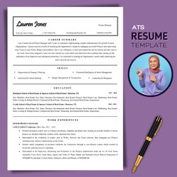 instant download resume, professional resume word template, ats resume template in word format, cover letter template