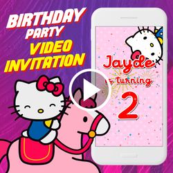 hello kitty birthday party video invitation, hello kitty animated invite video, hello kitty digital custom video invite