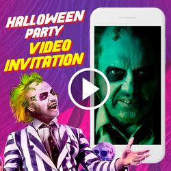 beetlejuice halloween party video invitation, beetlejuice animated invite video,halloween birthday digital custom invite