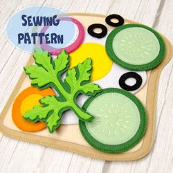 make a sandwich toy set, pdf pattern and svg