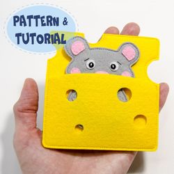 mouse in cheese house, pdf pattern and tutorial, svg file