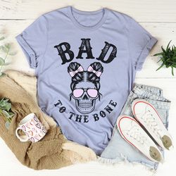 bad to the bone cute skull tee