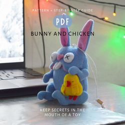 digital download - pdf with instructions on how to make a stuffed bunny and a chicken toy. you can make them yourself.