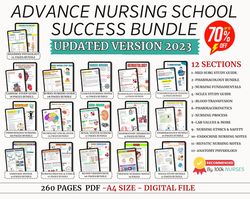 ultimate nursing school success bundle , nursing notes, nursing bundle, nursing study guide, nurse notes, med surg,pharm