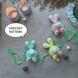 crochet pattern pdf easter garland bunny, amigurumi crochet pattern easter decoration