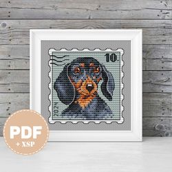 two-color dachshund crossstitch pattern