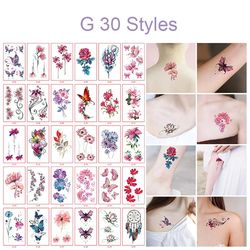 30pcs set sexy fake tattoo for woman hands arm body waterproof temporary tattoos, rose flower tattoo sticker,