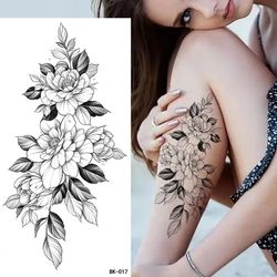 elegant temporary tattoo design, stylish fake tattoo sticker, floral diy temporary tattoos, large size water transfer ta