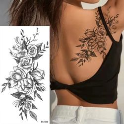 flower pattern temporary tattoo, dot rose water transfer tattoo, peony diy tattoo sticker, women's water transfer tattoo