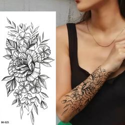 dot rose temporary tattoo sticker, peony diy water transfer tattoo,peony diy tattoo sticker,