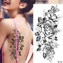 peony diy tattoo sticker,women's large temporary tattoos, fashionable fake tattoo sticker,