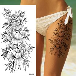 floral diy water transfer tattoo,women's large temporary tattoos, fashionable fake tattoo sticker,