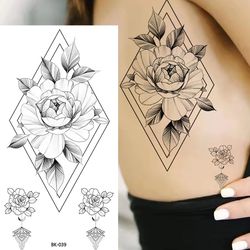 peony water transfer tattoo,women's large temporary tattoos, fashionable fake tattoo sticker,