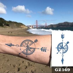 semi-permanent waterproof realistic arrow tattoo design sticker for men, waterproof long-lasting tattoo sticker,