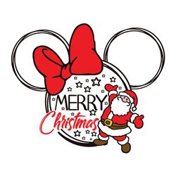 Minnie Mouse Face Merry Christmas SVG, Merry Christmas Svg, Winter svg, Santa SVG, Holiday Svg Cut File for Cricut
