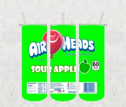 airheads sour apple tumbler wrap png, candy tumbler png, tumbler wrap, skinny tumbler 20oz design digital download