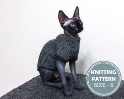 cat's blackwhite sweater size s knitting pattern pdf