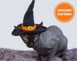 Halloween Witch Hat for cat Crochet Pattern PDF