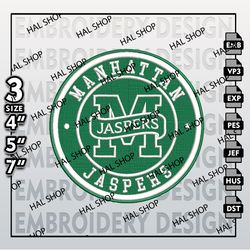 ncaa manhattan jaspers embroidery designs, ncaa logo embroidery files,  manhattan jaspers machine embroidery design