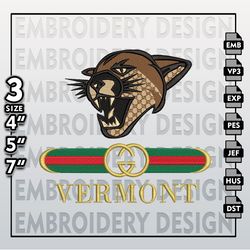 gucci ncaa teams embroidery files, ncaa vermont catamounts embroidery design, ncaa machine embroidery