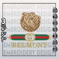 ncaa belmont bruins embroidery files, ncaa gucci belmont bruins embroidery design, ncaa machine embroider