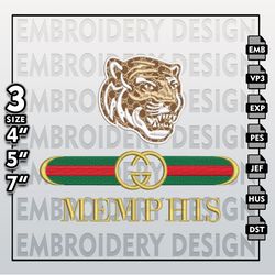 ncaa memphis tigers embroidery files, ncaa gucci memphis tigers embroidery design, ncaa machine embroider