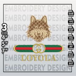 ncaa loyola chicago ramblers gucci embroidery files, ncaa loyola chicago embroidery design, ncaa machine embroider