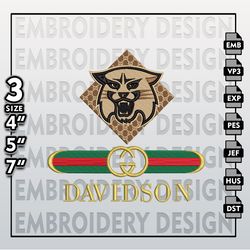 ncaa davidson wildcats gucci embroidery files, ncaa davidson wildcats embroidery design, ncaa machine embroider