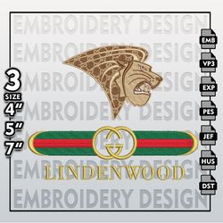 ncaa lindenwood lions gucci embroidery files, ncaa lindenwood lions embroidery design, ncaa machine embroider