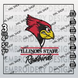 ncaa illinois state redbirds embroidery file, 3 sizes, 6 formats, ncaa machine embroidery design, ncaa logo redbirds