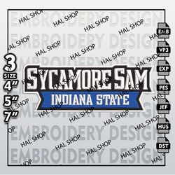 ncaa indiana state sycamores embroidery file, ncaa machine embroidery design, 3 sizes, 6 formats, ncaa logo ,ncaa teams.