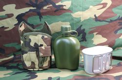 us army flask military bottle soldier drink jar canteen with cover, new