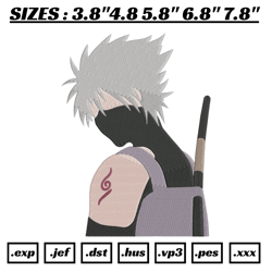 kakashi embroidery design file pes, anime naruto embroidery design, machine embroidery pattern, swoosh embroidery