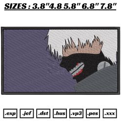 ken kaneki embroidery design file, tokyo ghoul anime embroidery design, machine embroidery, anime pes design brother